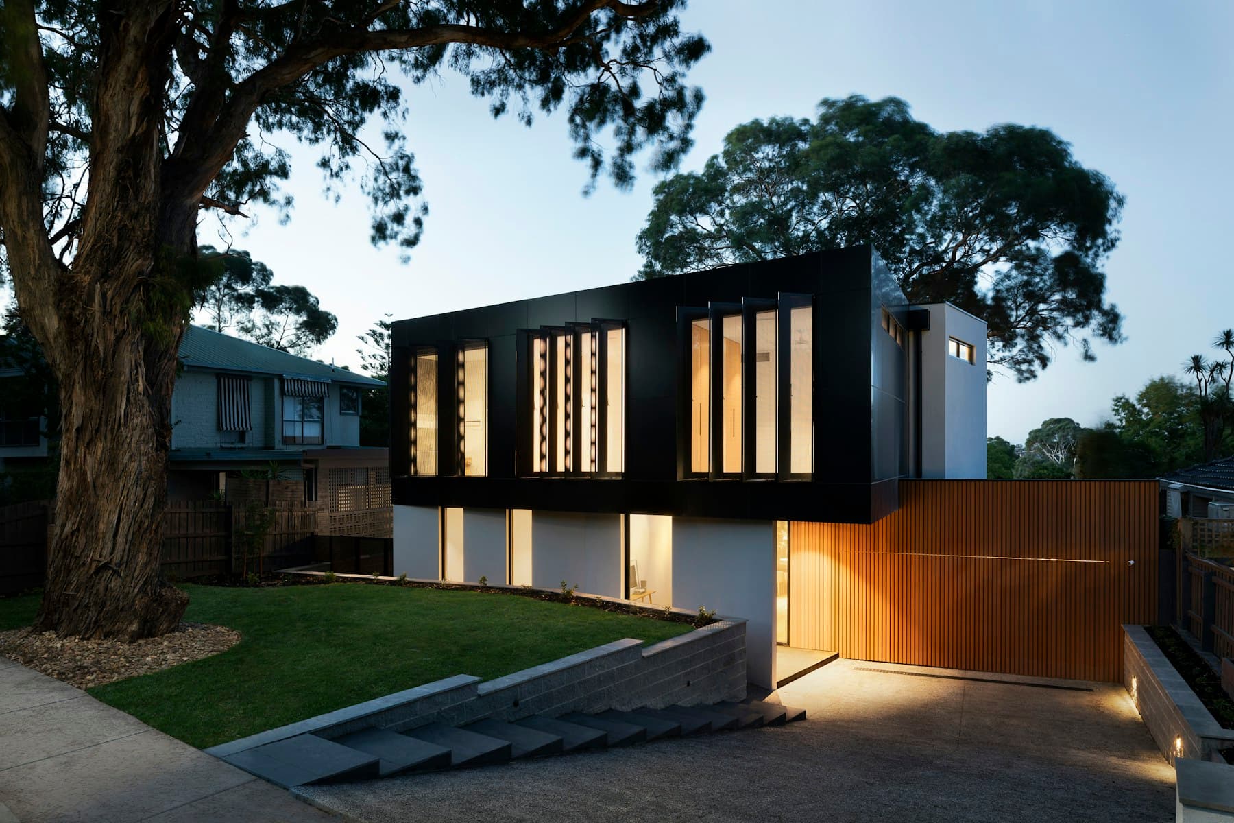 Contemporary architecture in warm afternoon light